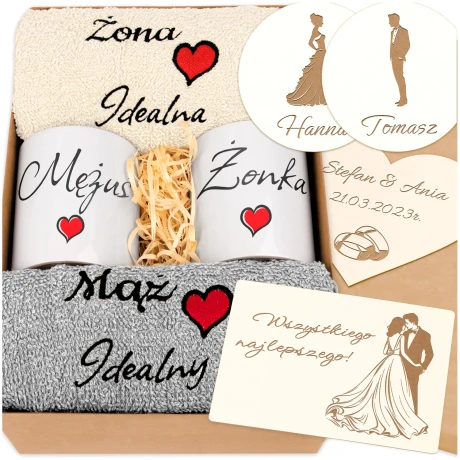 Przejdź do produktu Prezent na Ślub ręczniki kubki pudełko na wesele | Idealny prezent na Ślub, Rocznicę, Jubileusz 2MZKolKrt2aK2