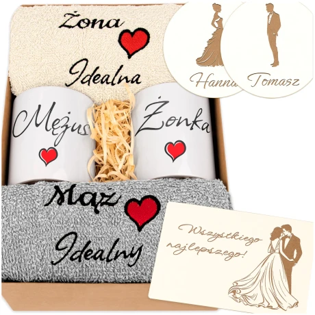 Przejdź do produktu Prezent na Ślub ręczniki kubki pudełko na wesele | Idealny prezent na Ślub, Rocznicę, Jubileusz 2MZKolKrt2cK2