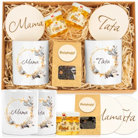 Przejdź do produktu Prezent dla Mamy i Taty Dzień Matki i Ojca Kubek Herbatka Miodki TMpud1