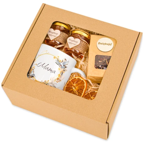 Przejdź do produktu Prezent dla Mamy Dzień Mamy Ręcznik Kubek Herbatka Miodki Ma1Kol1K1HrMio2