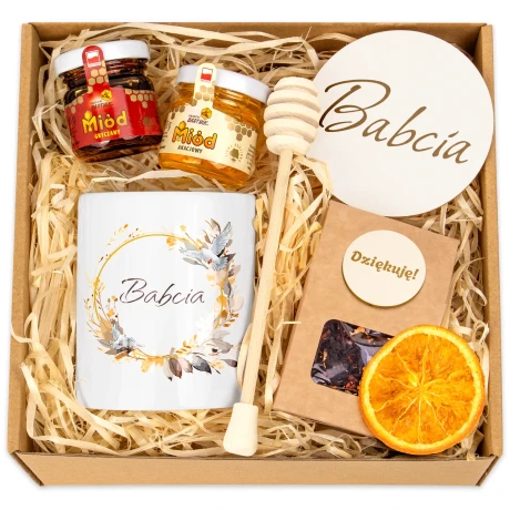 Przejdź do produktu Prezent Na Święta dla Babci Dzień Babci Kubek Herbatka Miodki BaK1Hr_57