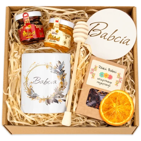 Przejdź do produktu Prezent Na Święta dla Babci Dzień Babci Kubek Herbatka Miodki BaK1Hr2_63