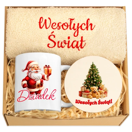 Przejdź do produktu Prezent Na Święta dla Dziadka Kubek Podstawka Ręcznik swx_mm11