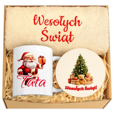 Przejdź do produktu Prezent Na Święta dla Taty Kubek Podstawka Ręcznik swx_mm13