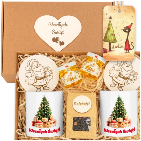 Przejdź do produktu Świąteczny Zestaw Prezentowy z Kubkami i Miodem Wesołych Świąt ŚBN_pudZaw3_78