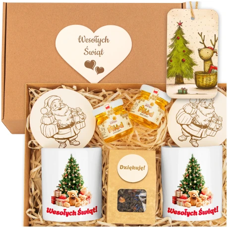 Przejdź do produktu Świąteczny Zestaw Prezentowy z Kubkami i Miodem Wesołych Świąt ŚBN_pudZaw4_78