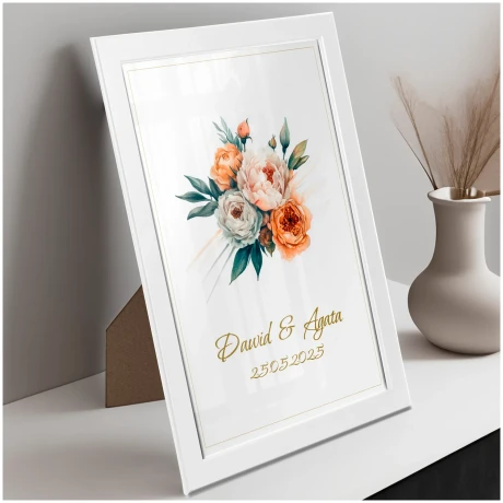 Przejdź do produktu Personalizowany obrazek / prezent Ślubny – Prezent dla Pary Młodej na Rocznicę, Jubileusz, Ślub Ob24B